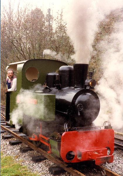 decauville-steam-1.jpg - Completion of the tanks and a coat of green paint soon made our little French engine pride of the line. It was our only working steam loco for quite a while after Polar Bear had to be taken out of service for boiler replacement.