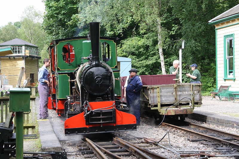 2016-07-120002.JPG - The two visitors wait in Brockham Station for their first duties.
